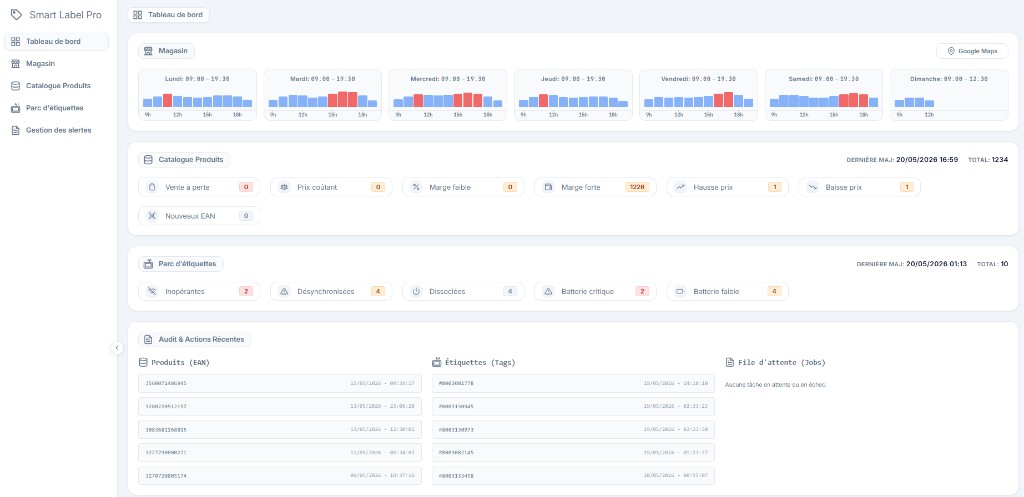 France Ethic-Tech — tableau de bord de gestion des étiquettes et des prix